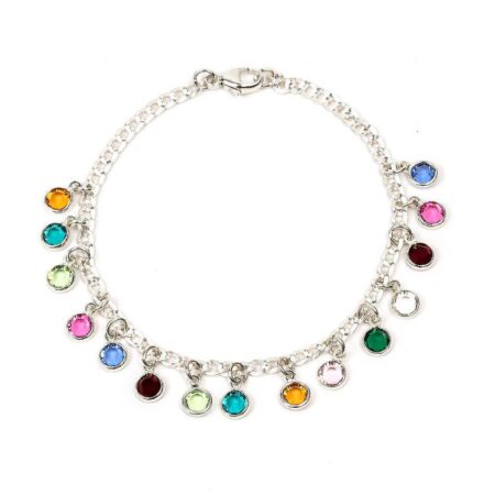 Silver Birthstone Drop Bracelet for Grandma