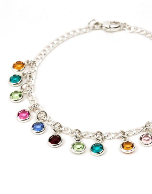 Silver Birthstone Drop Bracelet for Grandma