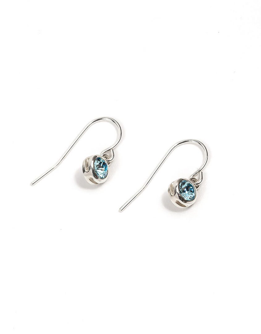 Bezel Birthstone Drop Earrings