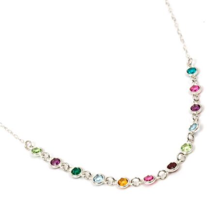 Silver Dainty Connected Birthstone Necklace