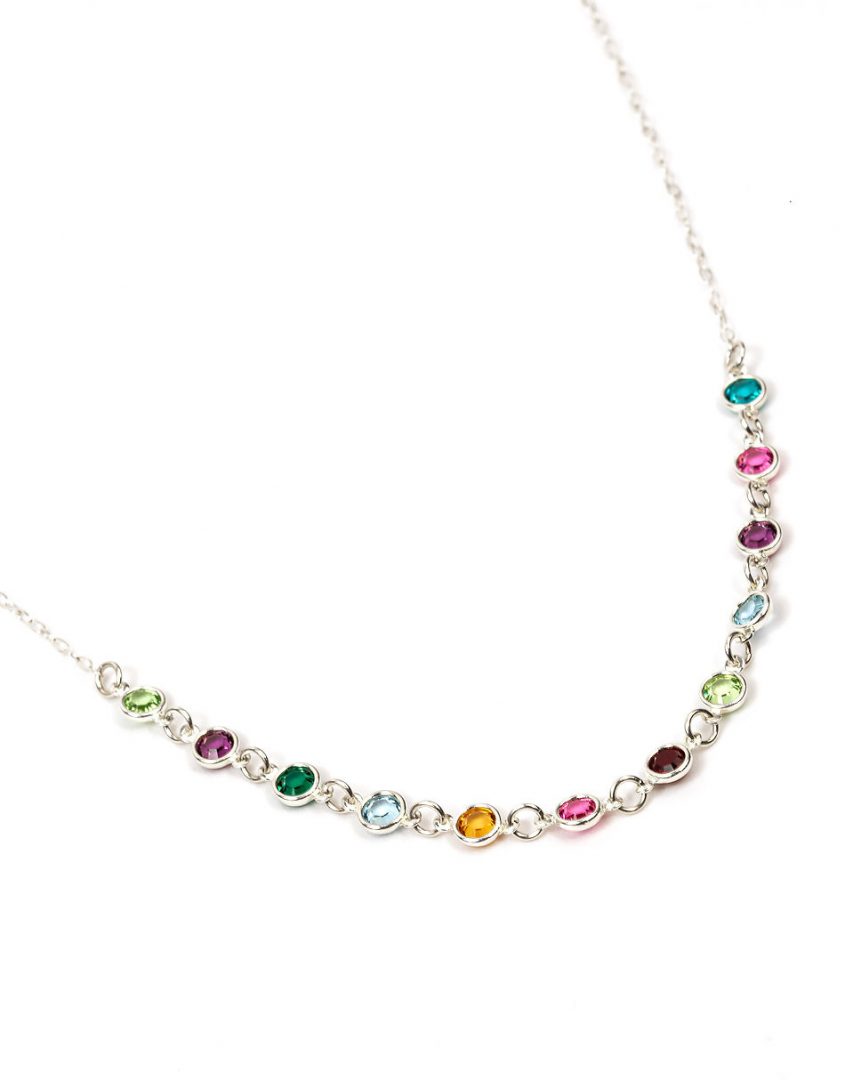 Silver Dainty Connected Birthstone Necklace