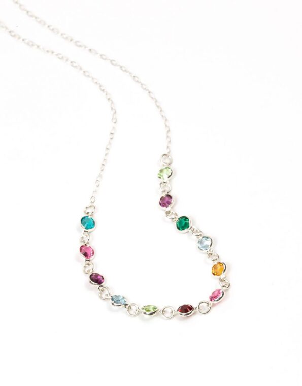 Silver Dainty Connected Birthstone Necklace