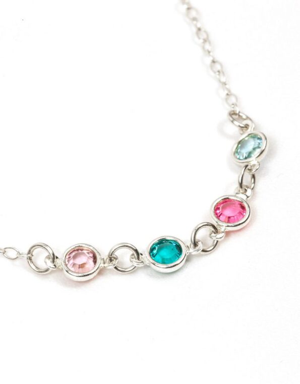 Silver Dainty Connected Birthstone Necklace