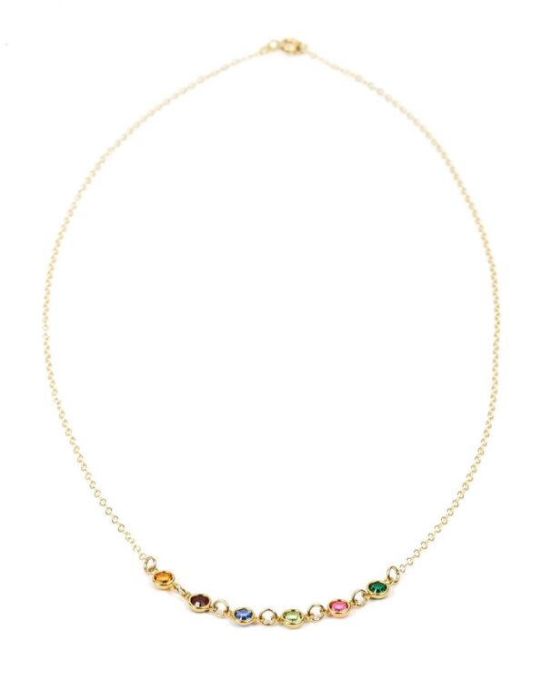 Golden Dainty Connected Birthstone necklace