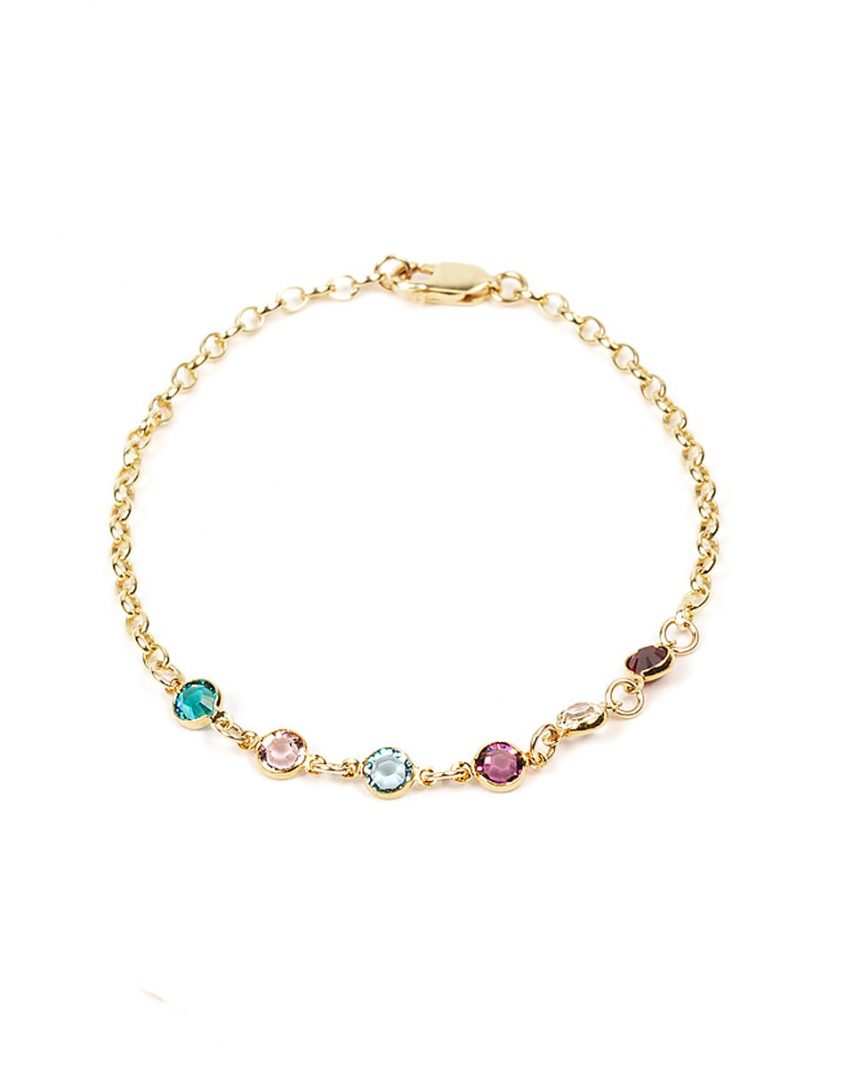 Golden Dainty Connected Birthstone Bracelet