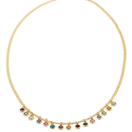 Golden Birthstone Drop Necklace for Grandma