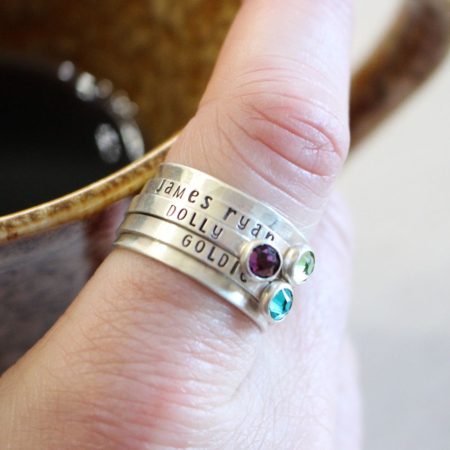 Personalized Name Birthstone Spinner Ring