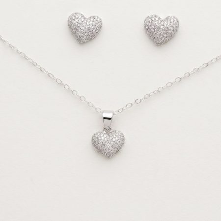 Amour Heart Necklace and Earring Set