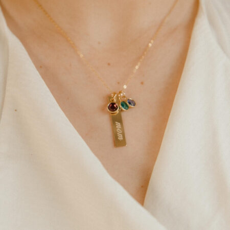 Engraved Name Birthstone Necklace