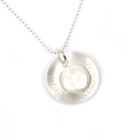 Engraved Sterling Silver Mother Of Pearl Necklace