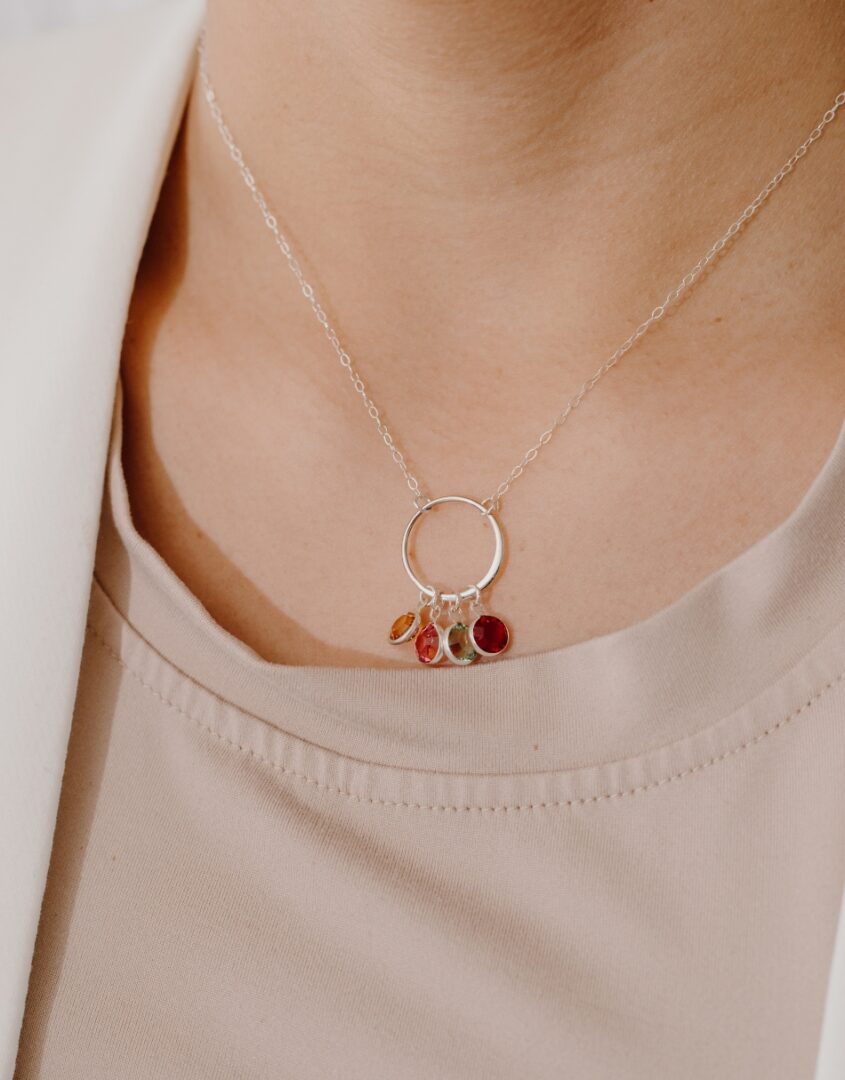 Family-Love-Silver-Birthstone-Necklace-Image-1