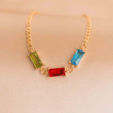 Family Birthstone Baguette Bracelet For Moms & Grandmas
