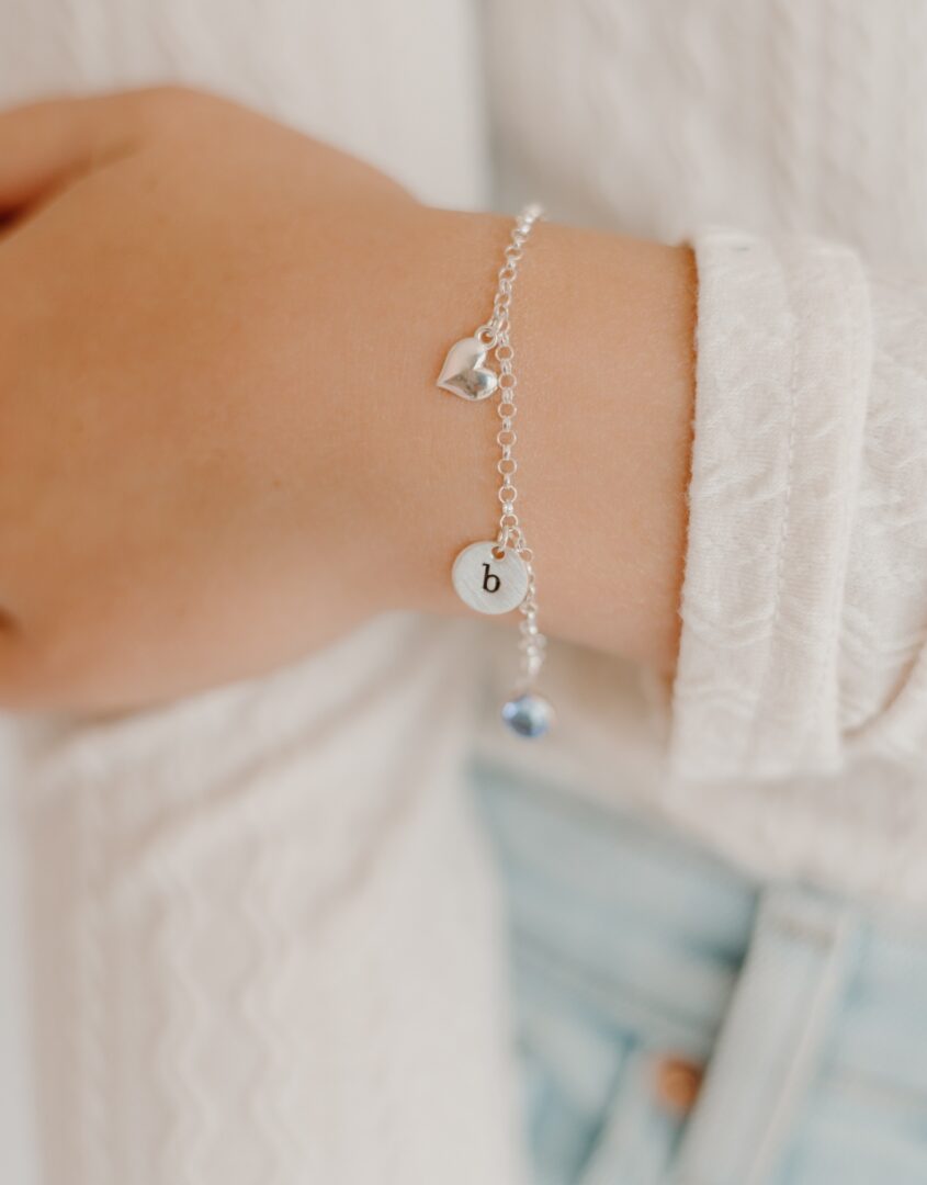 Girls Silver Sweetheart Initial Bracelet