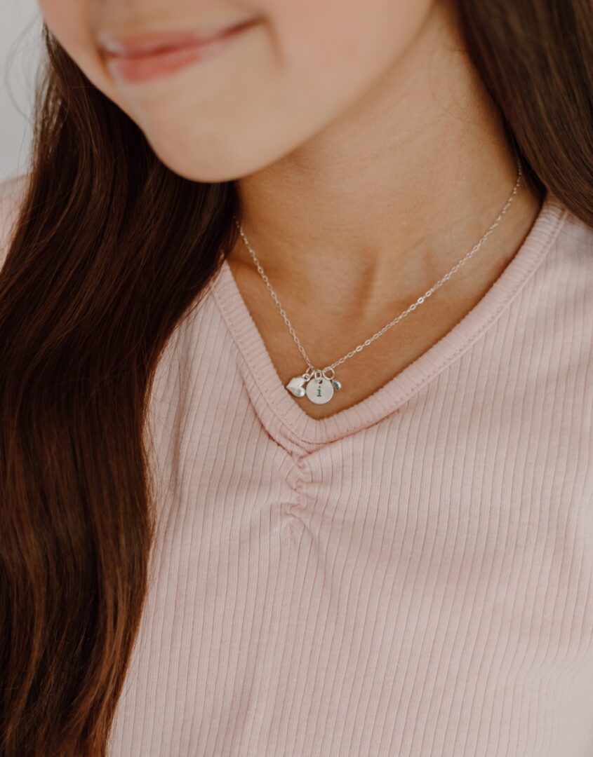 Silver Initial Necklace with initial I