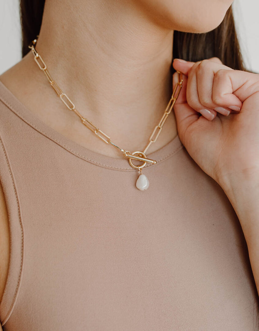 Gold Baroque Pearl Necklace For Women