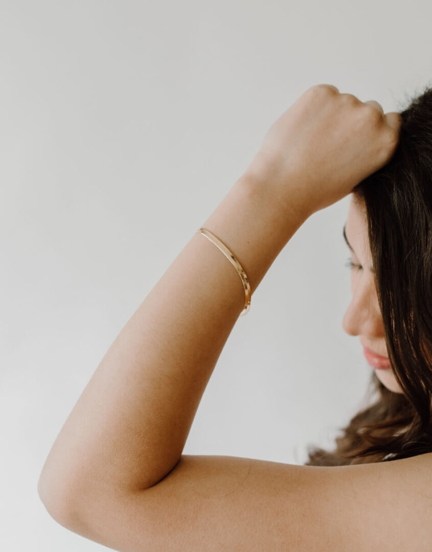 Image of model wearing Gold-Filled Herringbone Bracelet