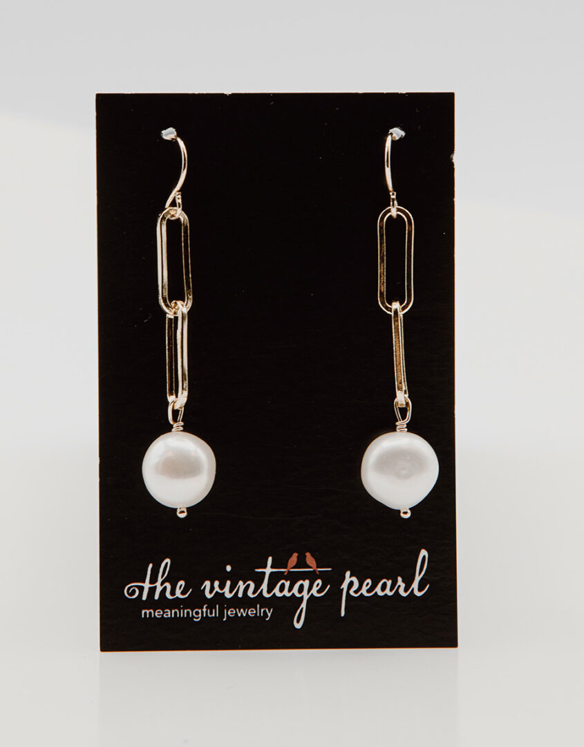 Gold Paperclip Baroque Pearl Earrings | Baroque Pearl Jewelry