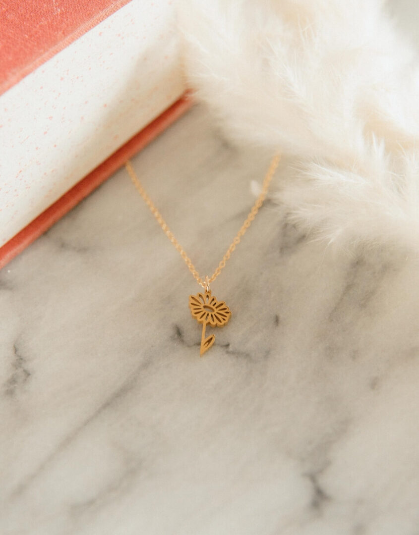 Golden Birth Flower Charm Necklace