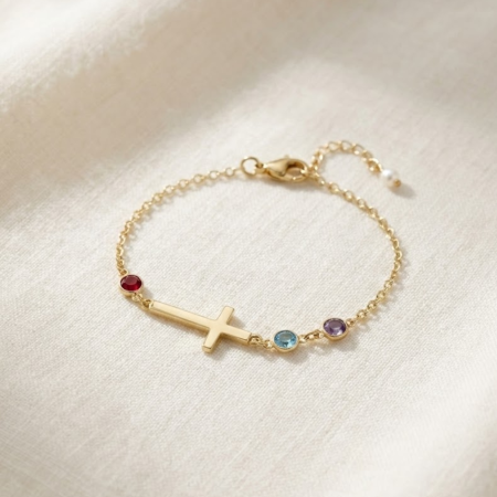 Golden Radiant Faith Birthstone Bracelet