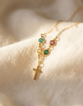 Golden Radiant Faith Birthstone Necklace – Image 1