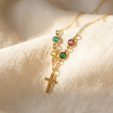 Golden Radiant Faith Birthstone Necklace