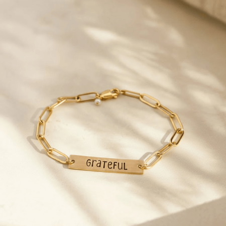 Handstamped Golden Paperclip Bracelet
