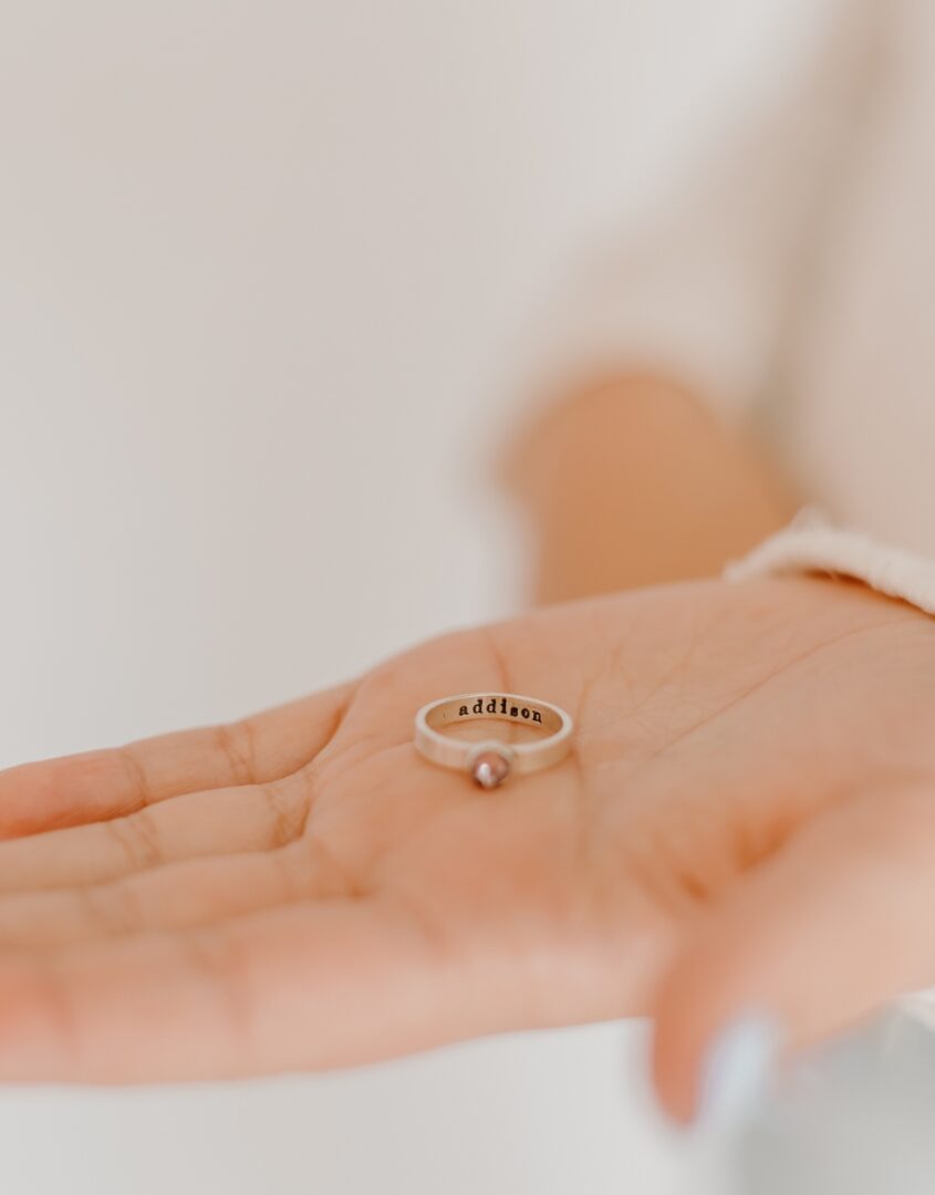 Little Girls Custom Birthstone Ring Custom Birthstone ring with name engraved for little girls