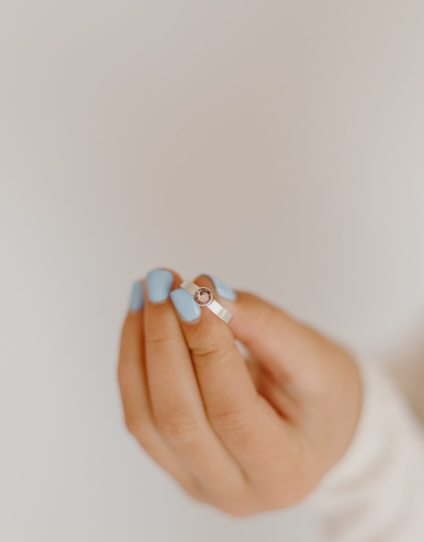 Custom Birthstone ring with name engraved for little girls