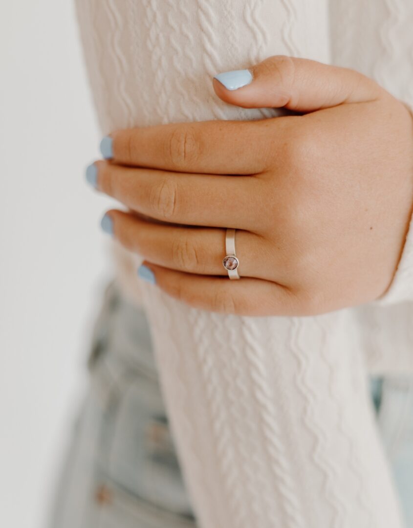 Custom Birthstone ring with name engraved for little girls