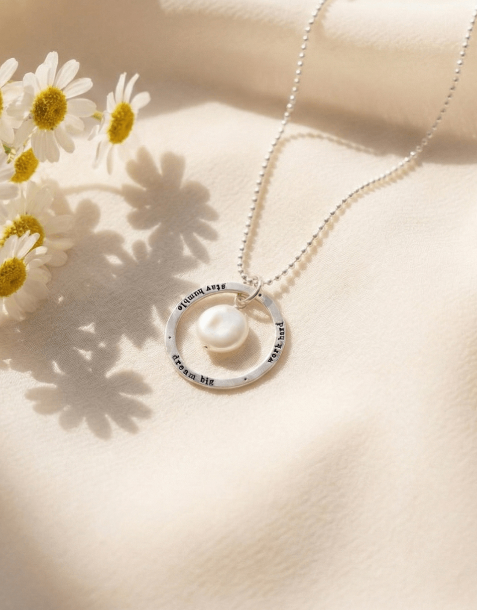 Mother of Pearl Silver Infinity Necklace – Image 1