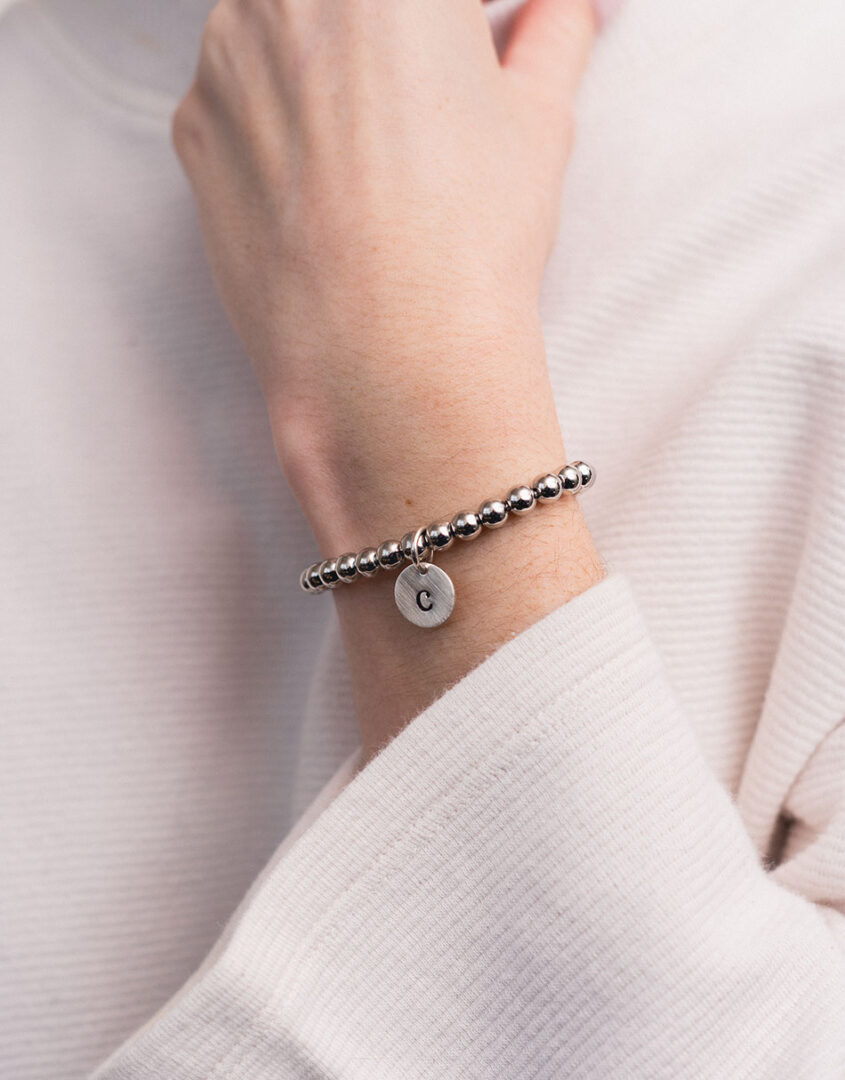 Silver Bead Initial Bracelet | Personalized Bracelets Silver Bead Initial Bracelet | Personalized Bracelets
