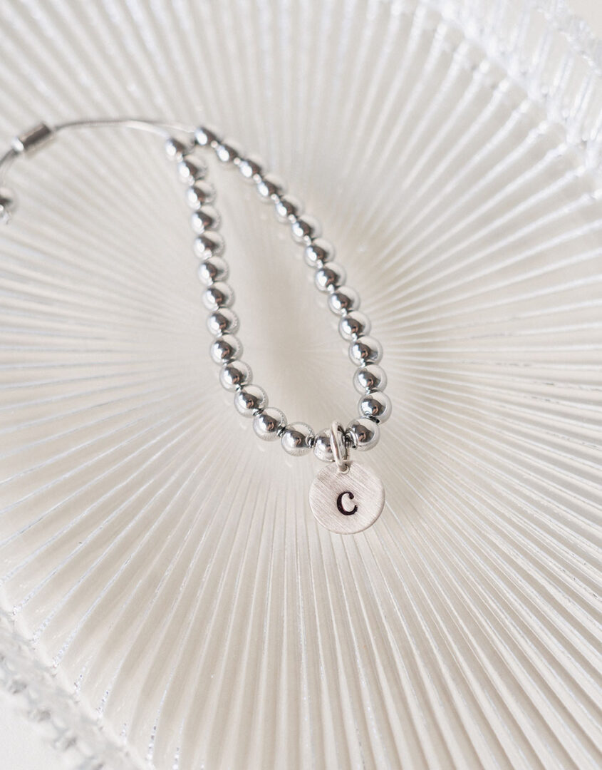 Silver Bead Initial Bracelet | Personalized Jewelry For Women