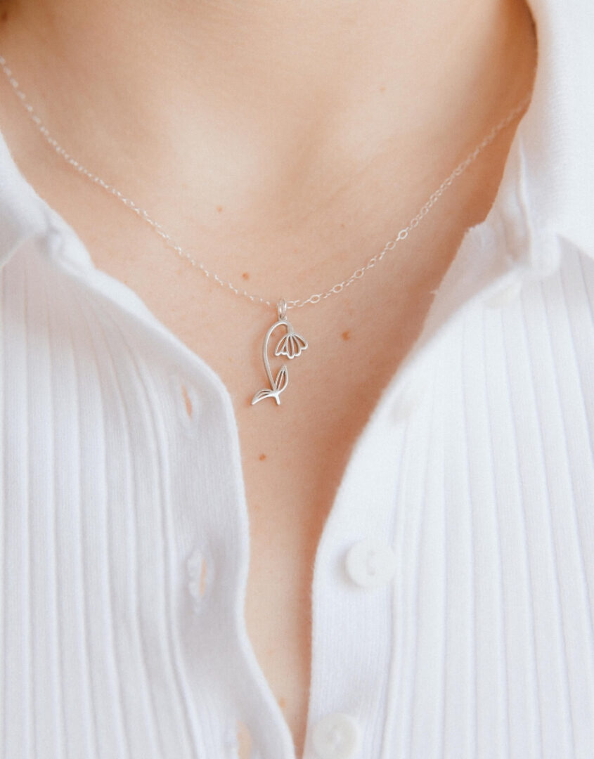 Silver Birth Flower Charm Necklace
