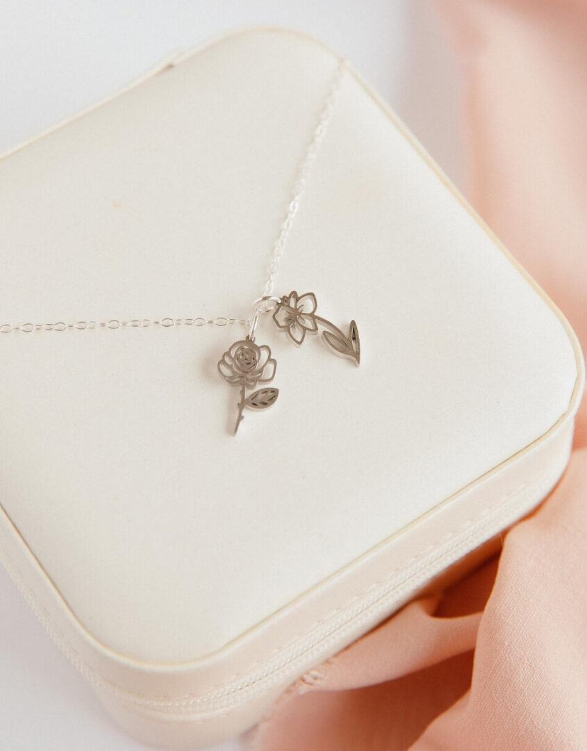 Birthflower Necklace with 2 Birth Flowers