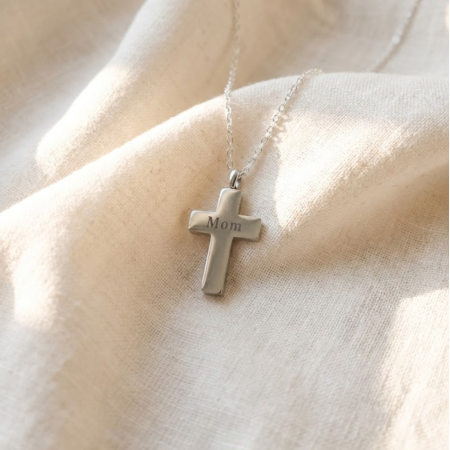 Stainless Steel Cross Urn Necklace