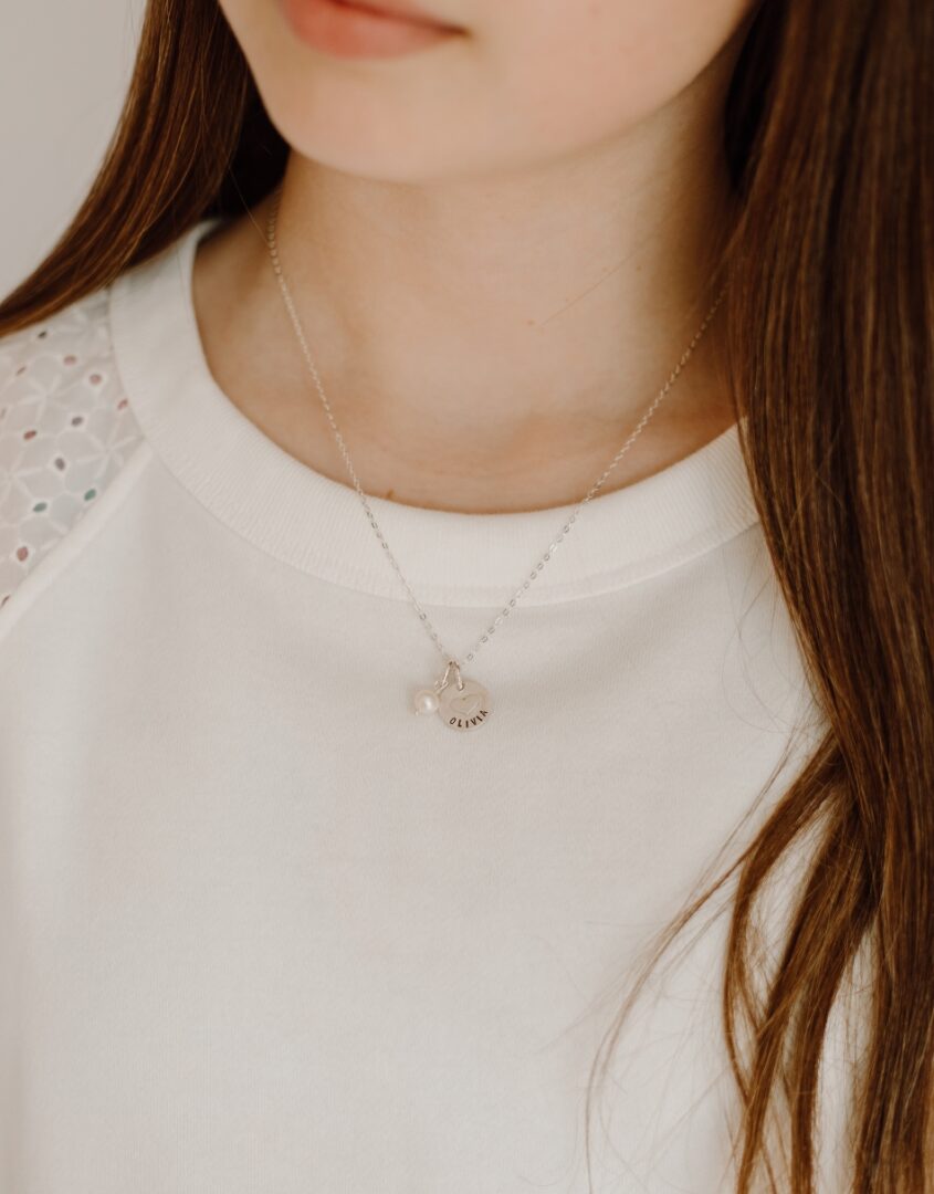 Sterling Silver Necklace for Little Girls with Name Engraved