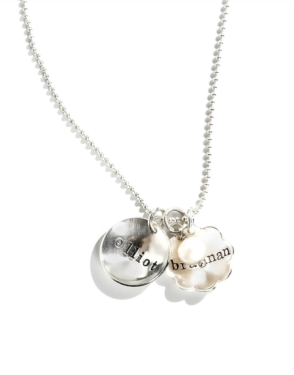 Perfect personalized gift for a mother of 2. Sterling silver charms with names hand stamped
