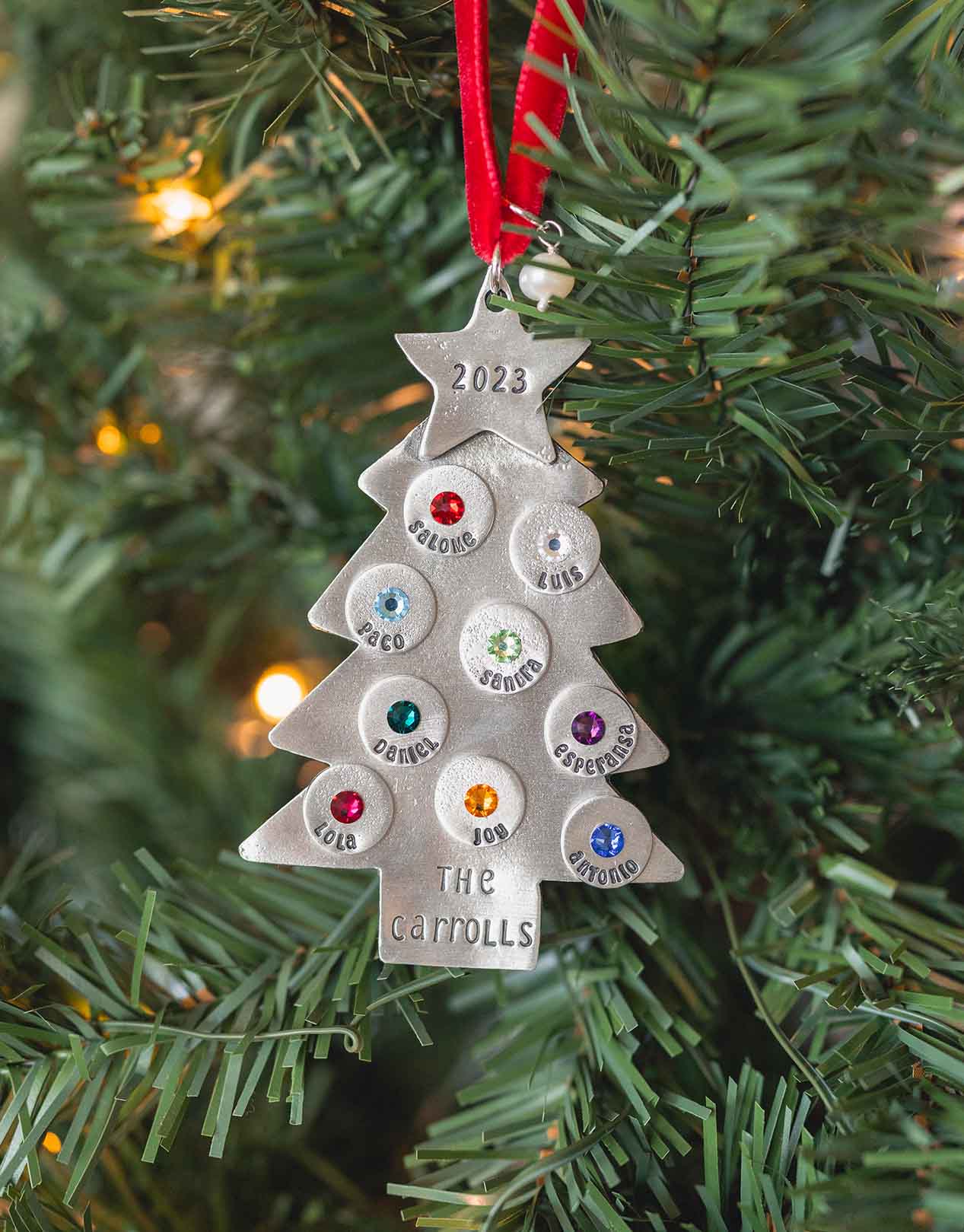 Best Christmas Gift For families | Christmas Tree Ornament with Birthstones & Names