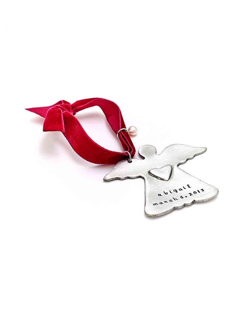 Perfect Christmas gift for a kid or a family. Each angel is hand sculpted in fine pewter and hand stamped with customized message