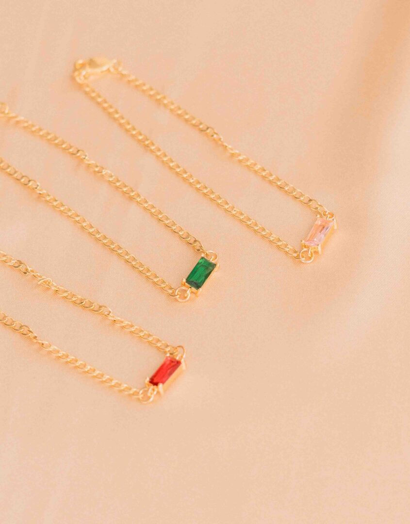 Golden Birthstone Baguette Bracelet | Perfect Gift For Grandma