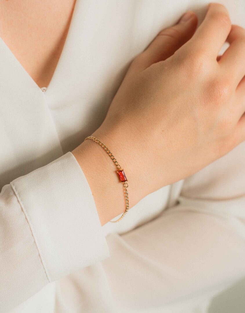Golden Birthstone Baguette Bracelet As Christmas Gift