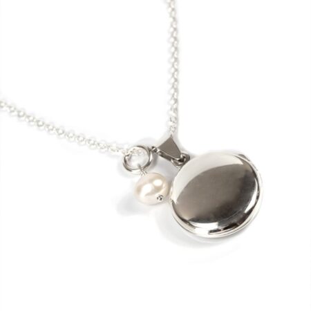 Silver Round Photo Locket Necklace