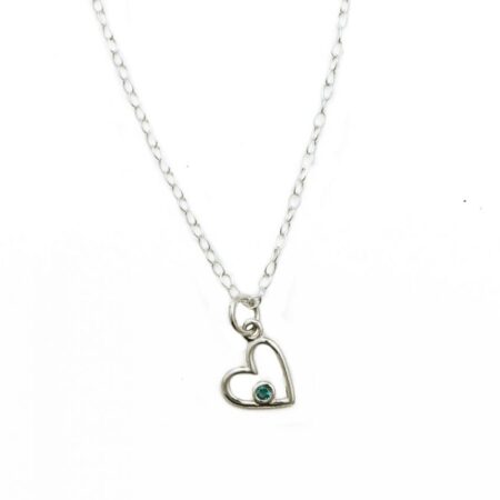 Dainty heart necklace with Swarovski birthstone crystal. Perfect gift for baptisms or your wife, sister, mom