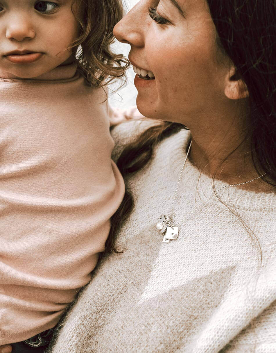 Make your own personalized initial necklace by choosing your favorite charm shapes which fits an initial each