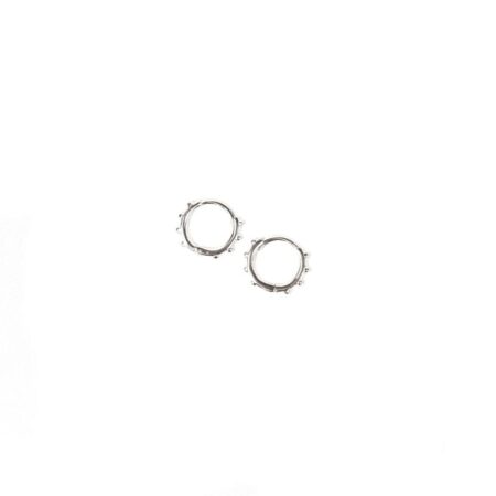 Dainty Silver Beaded Huggie