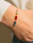Family Birthstone Baguette Golden Bracelet