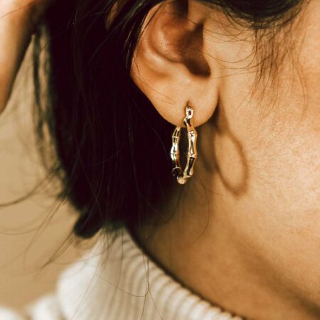 Gold Bamboo Hoop Earrings