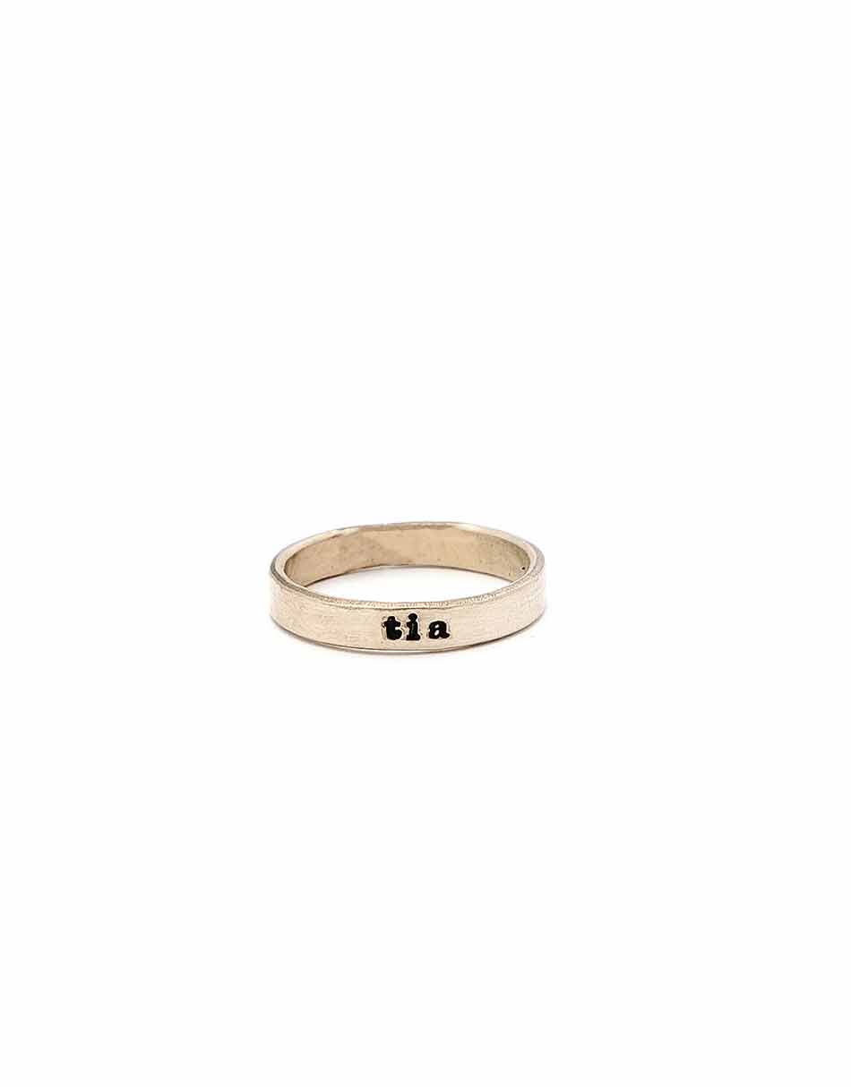 Gold name and stone stacking ring set. Customize the rings with your birthstone and name engraved. Perfect for spouse, friends, siblings