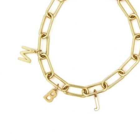 Gold Paperclip Charm Bracelet