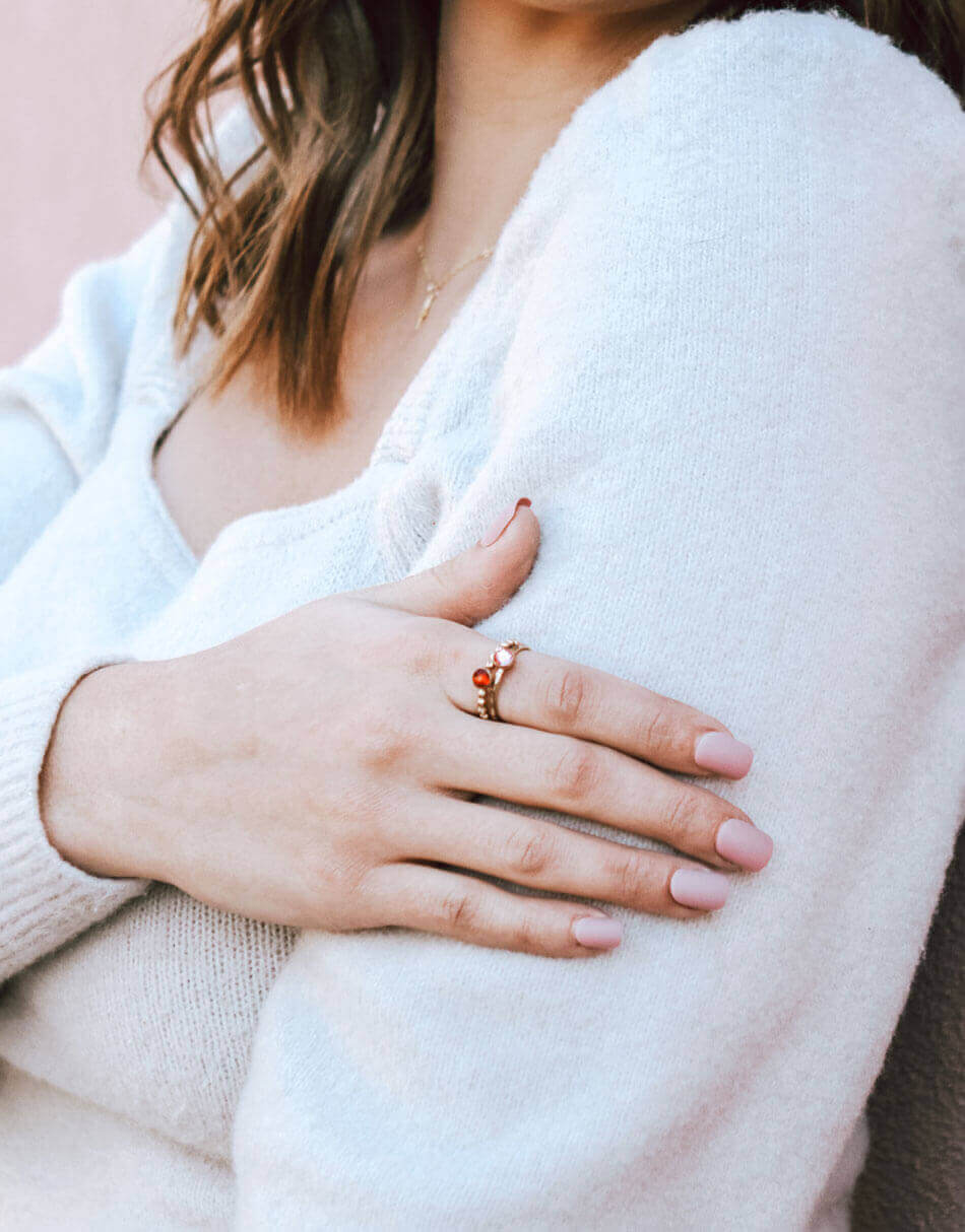 Gold stacking birthstone rings are so pretty and stack so well with many of our other rings! Perfect for girls of all ages